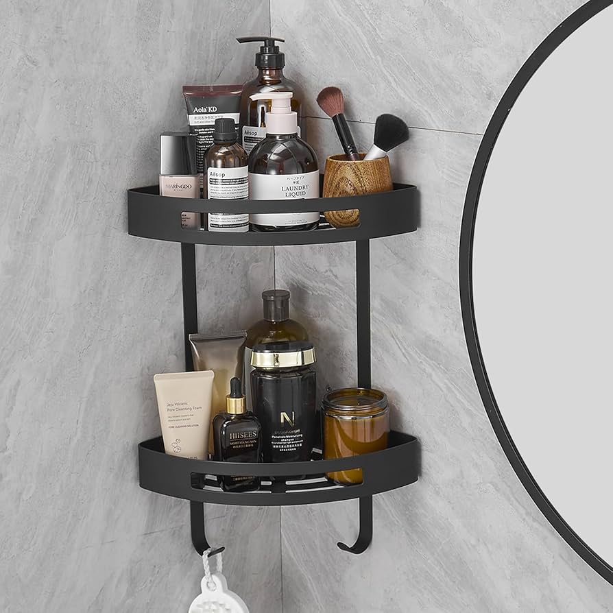 Corner shelves Double Shower Caddy – Matte Black